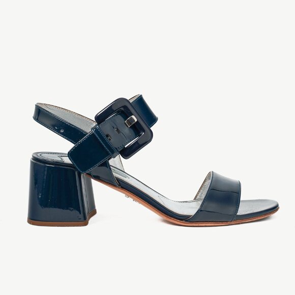 Prada Blue Patent-Leather Buckled Sandals - Picture 1 of 9